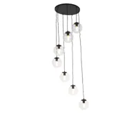 suspension art déco noire 7 lumières - pallon