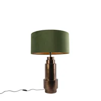 lampe de table art déco bronze velours abat-jour vert avec or 50cm - bruut
