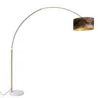 lampe arc en laiton avec abat-jour en tissu blanc léopard 50 cm - xxl