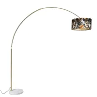 lampe arc en laiton avec abat-jour design fleur 50 cm - xxl