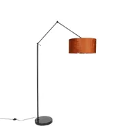 lampadaire moderne noir / abat-jour orange lin 50 cm - editor