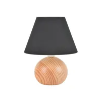 lampe à poser boule h. 24 cm rondo noir & naturel