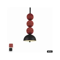 lampe de suspension en béton - bosfor concrete  terre rouge - noir  3 balles  led 14w
