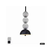lampe de suspension en béton velours - bosfor concrete velvet  blanc - anthracite  3 balles  led 14w