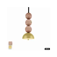 lampe de suspension en béton - bosfor concrete  rose - citron  3 balles  led 14w