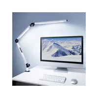 lampe de bureau d'architecte de bras pivotante à double lumière avec pince blanc