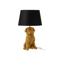 paris prix - lampe à poser déco chien assis 52cm or