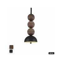 lampe de suspension en béton - bosfor concrete  chocolat - noir  3 balles  led 14w