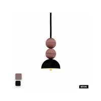 lampe de suspension en béton velours - bosfor concrete velvet  lilas - noir  2 balles  led 14w