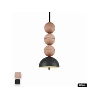 lampe de suspension en béton - bosfor concrete  rose - noir  3 balles  led 14w