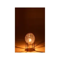 lampe de chevet avec cadre metal-rotin naturel - l 30 x l 30 x h 53 cm