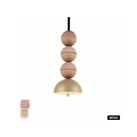 lampe de suspension en béton - bosfor concrete  rose - amande  3 balles  led 14w