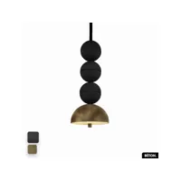 lampe de suspension en béton velours - bosfor concrete velvet  noir - peyote  3 balles  led 14w