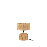lampe de chevet feuille de bananier en bois naturel 35x35x31 cm