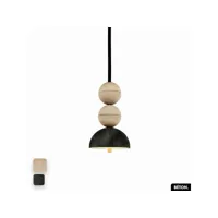 lampe de suspension en béton velours - bosfor concrete velvet  sable - olive  2 balles  led 14w