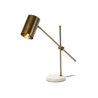 lampe de table métal doré et socle marbre blanc esos