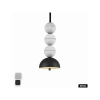 lampe de suspension en béton - bosfor concrete  blanc - noir  3 balles  led 14w