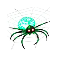 giantex décoration gonflable d’halloween, araignée aux yeux rouges avec toile d'araignée, avec lampe rotative et gonfleur intégré