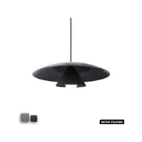 lampe de suspension en béton velours - olemi velvet concrete  gris - noir
