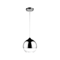 lampe de plafond design sphérique - lampe suspendue en métal chromé - 40cm - speculum argenté
