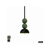 lampe de suspension en béton velours - bosfor concrete velvet  asperge - olive  2 balles  led 14w