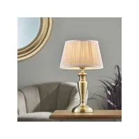 endon lighting oslo & freya - lampe de table plaque laiton antique & soie rose sombre 1 lumière ip20 - e27