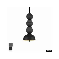 lampe de suspension en béton - bosfor concrete  anthracite - noir  3 balles  led 14w