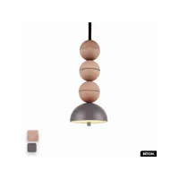 lampe de suspension en béton - bosfor concrete  rose - sparrow  3 balles  led 14w