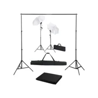 vidaxl kit de studio photo avec toile de fond lampes et parapluies