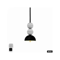 lampe de suspension en béton velours - bosfor concrete velvet  blanc - noir  2 balles  led 14w