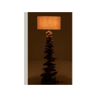 lampe + abat-jour bois flotte naturel-beige large - l 49 x l 41 x h 170 cm