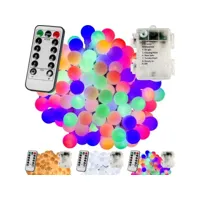 voltronic® guirlande lumineuse boules led, plusieurs couleurs et dimensions disponibles, à piles, télécommande incluse - couleur : multicolore - taille : 50 led