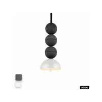 lampe de suspension en béton - bosfor concrete  anthracite - blanc  3 balles  led 14w