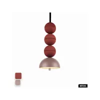 lampe de suspension en béton - bosfor concrete  terre rouge - rose  3 balles  led 14w
