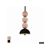 lampe de suspension en béton velours - bosfor concrete velvet  rose - noir  3 balles  led 14w