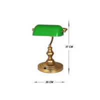 lampe à poser leger h37cm métal vert et or