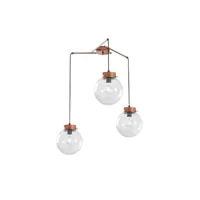 suspension-plafonnier 3 lampes globes saccade aitch ø55cm métal or rose et verre transparent