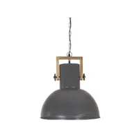 vidaxl lampe suspendue industrielle 25 w gris rond manguier 42 cm e27 320851