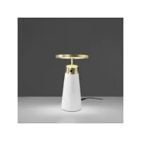 lampe de table en marbre calacatta et acier poli doré