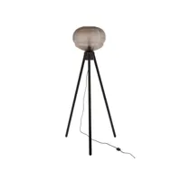lampe sur pied teri tripod verre-bois gris-noir - l 67 x l 67 x h 148 cm