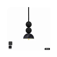 lampe de suspension en béton velours - bosfor concrete velvet  noir - anthracite  2 balles  led 14w