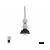 lampe de suspension en béton - bosfor concrete  blanc - noir  2 balles  led 14w