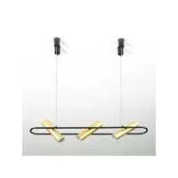 lampe suspension métal noir et doré egaly l 90 x h 200 x p 10 cm