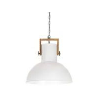 vidaxl lampe suspendue industrielle 25 w blanc rond manguier 52 cm e27 320844