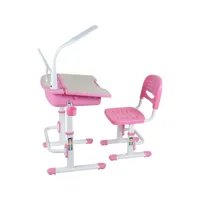 bureau ergonomique avec une chaise et lampe pour enfants rose