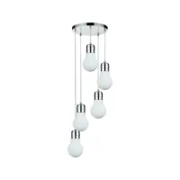 homemania lampe à suspension bulb - chrome, blanc - 59x6,2x12,5 cm