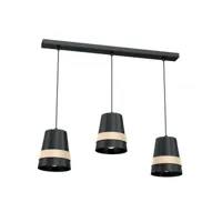 homemania lampe à suspension venezia black - noir, bois -60 x 14 x 100 cm
