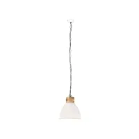 vidaxl lampe suspendue industrielle blanc fer et bois solide 46 cm e27