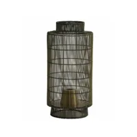 lampe ethnique gruaro tendance à poser luminaire d'appoint lanterne à poser en métal couleur bronze antique 24x52cm 1816818