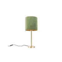 lampe de table botanique en laiton avec abat-jour vert 25 cm - simplo